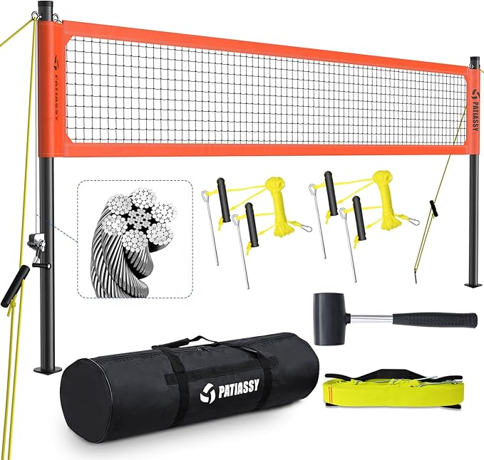Best Outdoor Volleyball Net Sets - Patiassy Heavy Duty Professional Volleyball Net Set