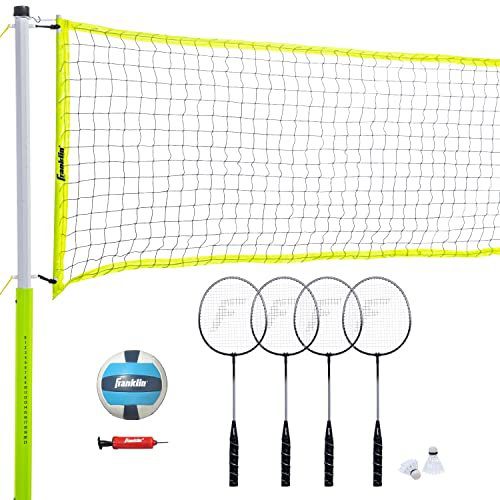 Our Top 4 Volleyball Badminton Combo Sets - Franklin Sports Volleyball and Badminton Set with net, poles, volleyball, and rackets