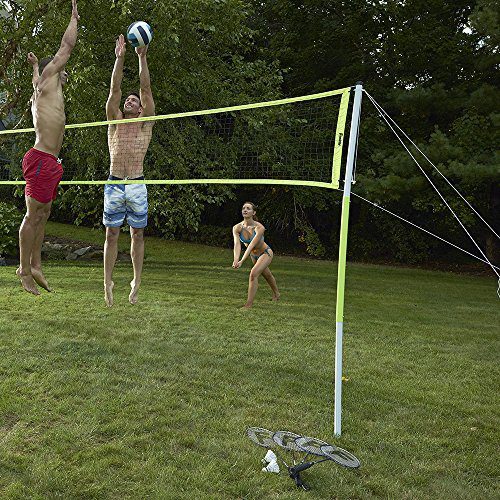 Our Top 4 Volleyball Badminton Combo Sets - Franklin Sports combo set net and poles detail