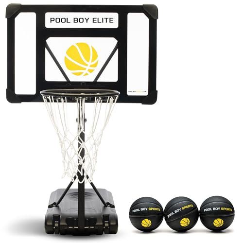 The Top 6 Pool Basketball Hoops - Pool Boy Sports Pool Basketball Hoop Set assembled poolside