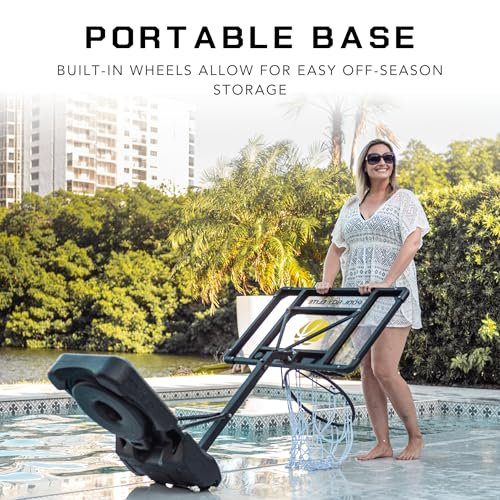The Top 6 Pool Basketball Hoops - Pool Boy Sports hoop base with built-in storage wheels