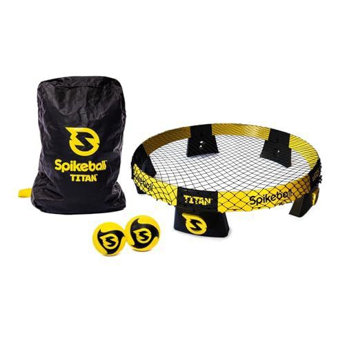 The 6 Best Spikeball Sets - Spikeball Titan Game Set showing triangular frame, carry bag, and two balls